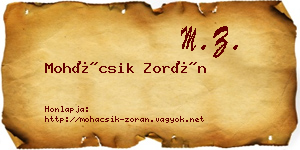 Mohácsik Zorán névjegykártya